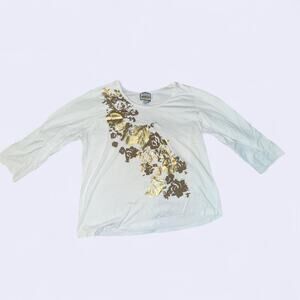 Vintage 100% cotton Collections ETC 3/4 sleeve graphic top